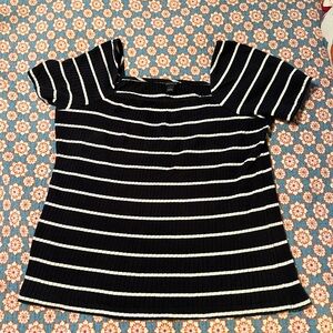Cute Ann Taylor Navy and White Striped Top - Size L